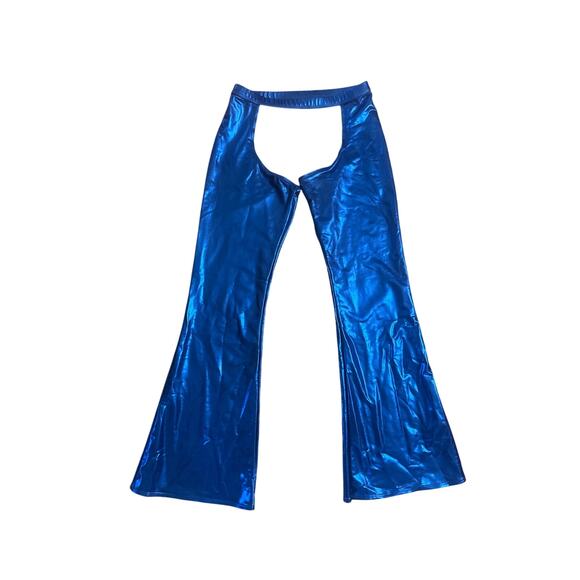 S M Wicked Temptations Metallic Blue Pants Cut-Out Rave Festival Burning Man - Picture 1 of 6